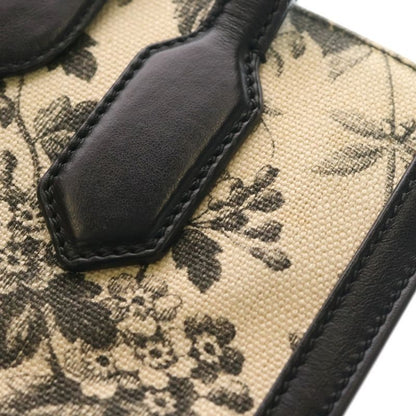 Gucci GG Ribbon Handbag Mini Tote Bag Black X Ivory Leather X Canvas 443089