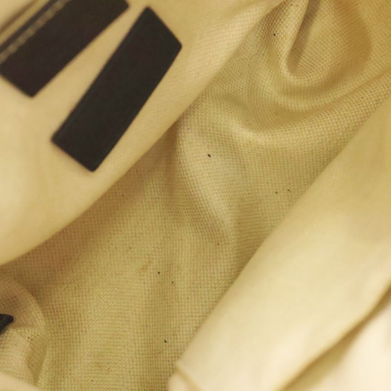 Gucci GG Ribbon Handbag Mini Tote Bag Black X Ivory Leather X Canvas 443089