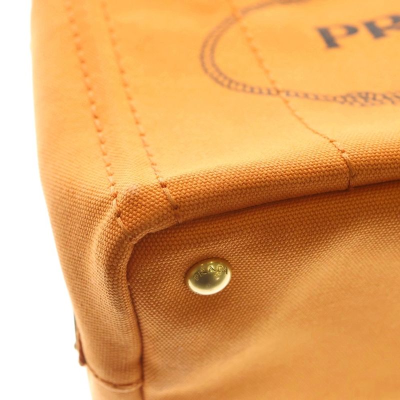 Prada Canapa Handbag Mini Tote Bag Orange Canvas