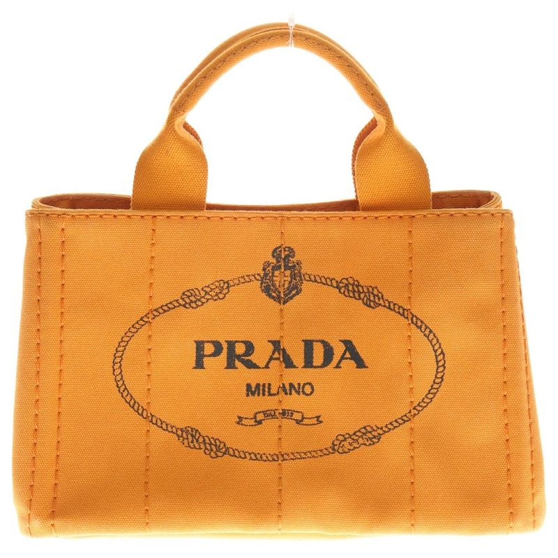 Prada Canapa Handbag Mini Tote Bag Orange Canvas