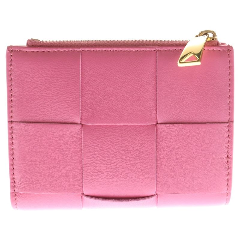 Bottega Veneta Maxi Intrecciato Bifold Wallet Compact Wallet Coin Case Pink