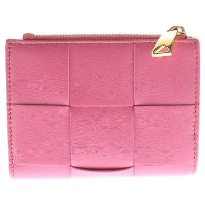 Bottega Veneta Maxi Intrecciato Bifold Wallet Compact Wallet Coin Case Pink