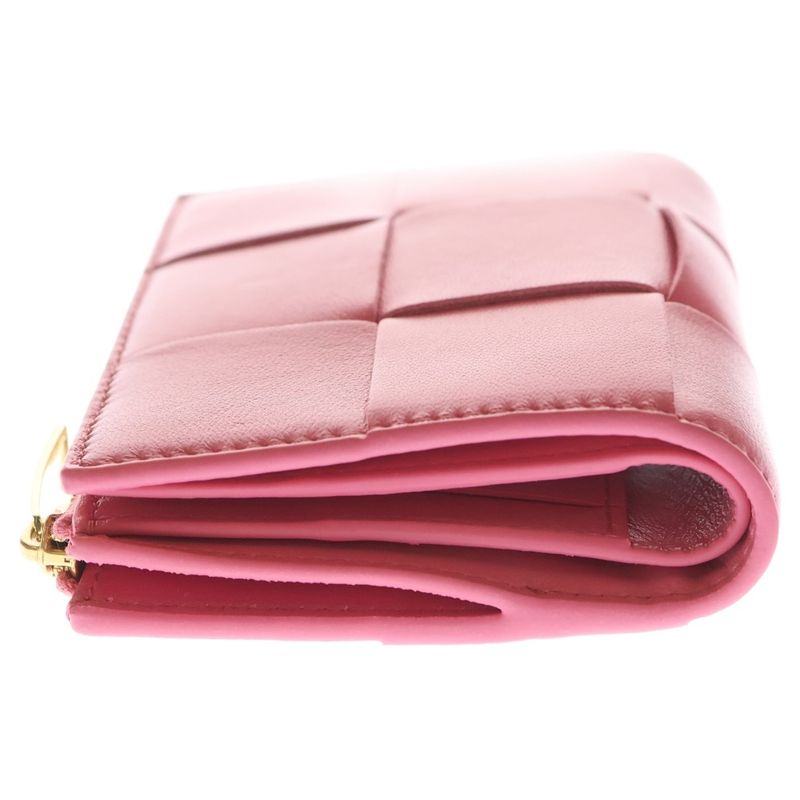 Bottega Veneta Maxi Intrecciato Bifold Wallet Compact Wallet Coin Case Pink