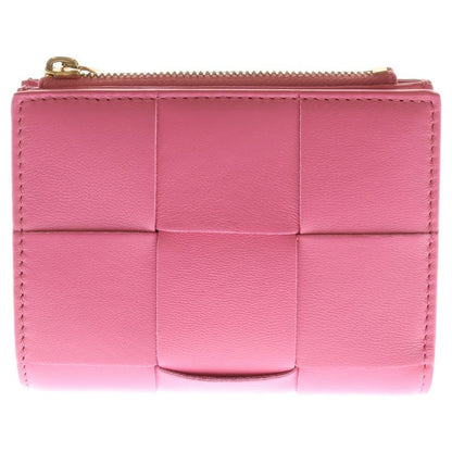 Bottega Veneta Maxi Intrecciato Bifold Wallet Compact Wallet Coin Case Pink