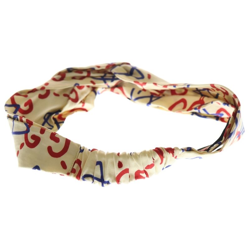 Gucci Tri-Colour Ghost Star Duchess Se Headband GG Ghost Logo Headband Silk Beige
