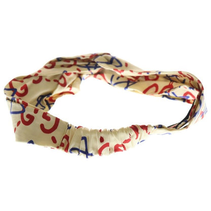 Gucci Tri-Colour Ghost Star Duchess Se Headband GG Ghost Logo Headband Silk Beige
