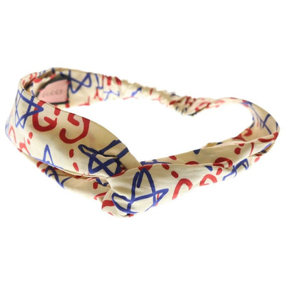 Gucci Tri-Colour Ghost Star Duchess Se Headband GG Ghost Logo Headband Silk Beige