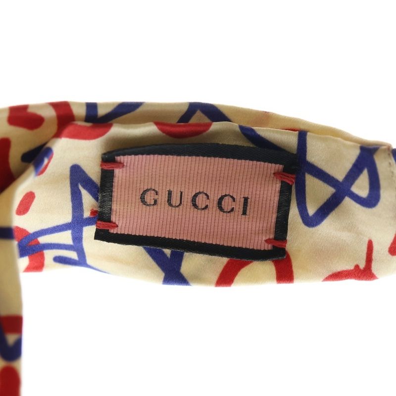 Gucci Tri-Colour Ghost Star Duchess Se Headband GG Ghost Logo Headband Silk Beige