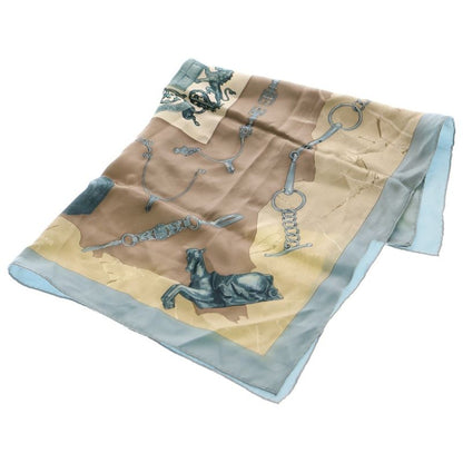 Hermes Carre 70 Parures Equestres Parures Equestres Silk Scarf Blue Beige