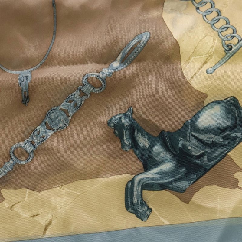 Hermes Carre 70 Parures Equestres Parures Equestres Silk Scarf Blue Beige