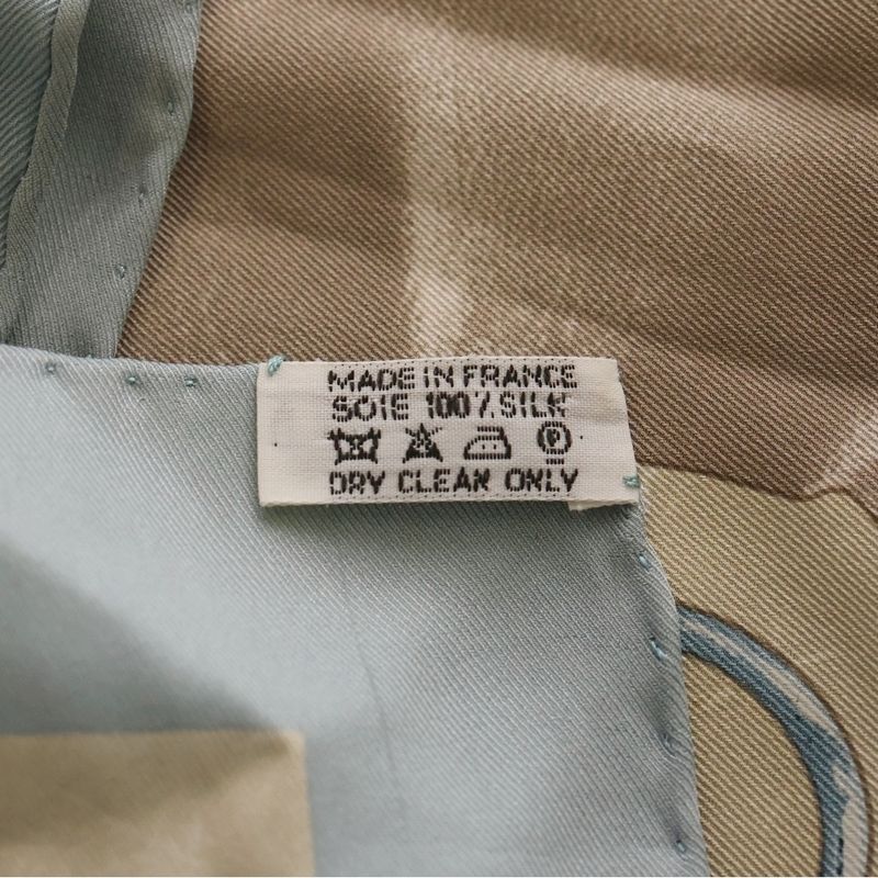 Hermes Carre 70 Parures Equestres Parures Equestres Silk Scarf Blue Beige