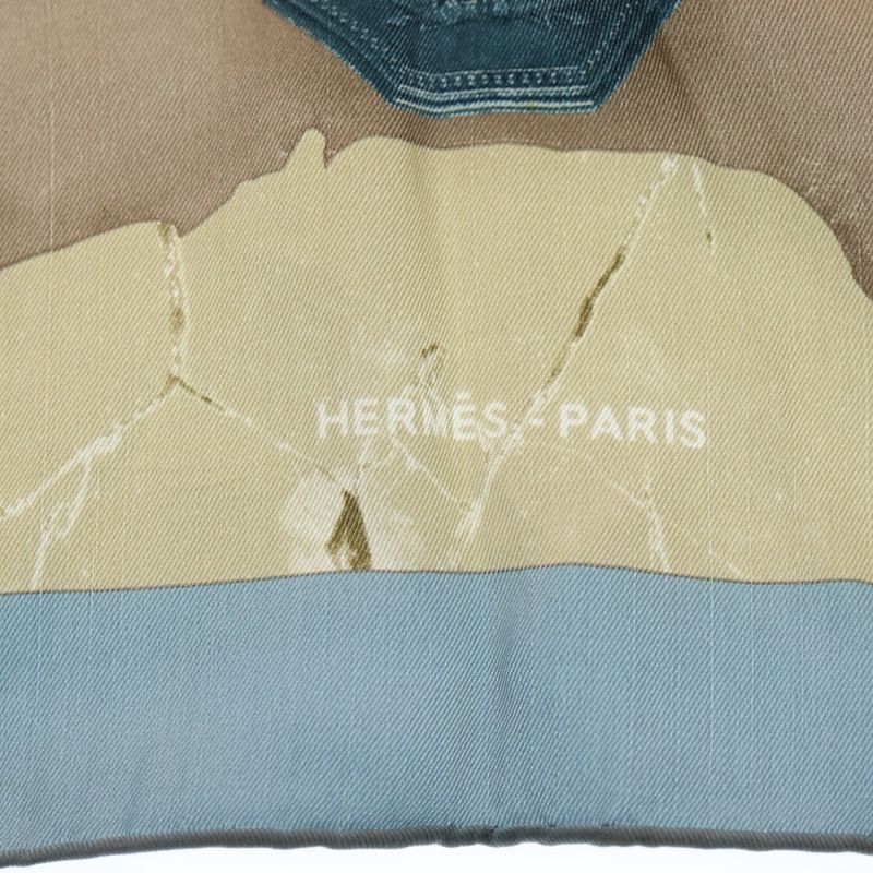 Hermes Carre 70 Parures Equestres Parures Equestres Silk Scarf Blue Beige