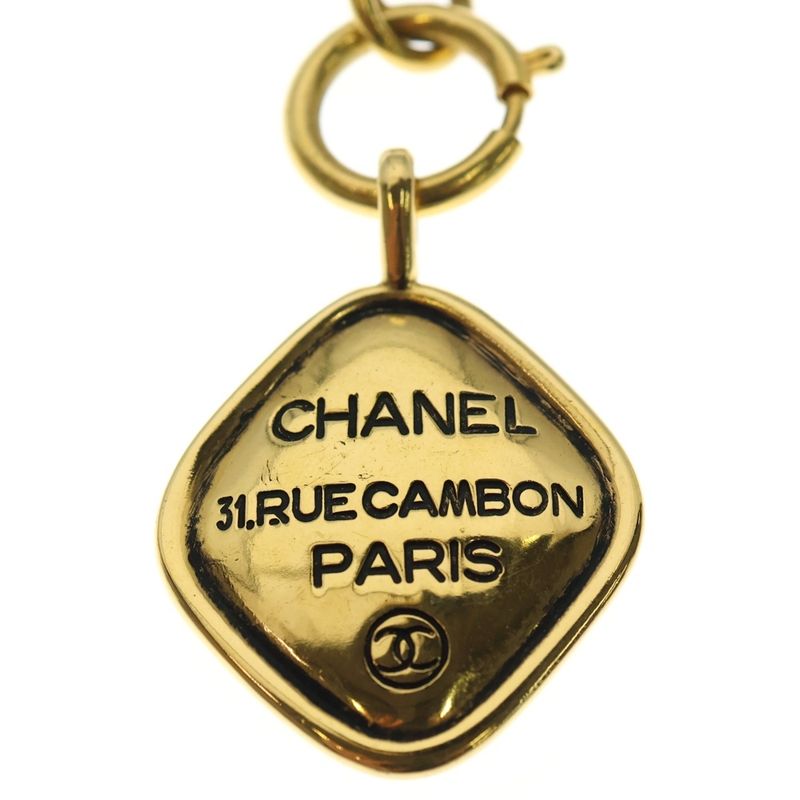 Chanel 31 Rue Cambon Coco Mark Diamond Cambon Necklace Pendant Chain Gold