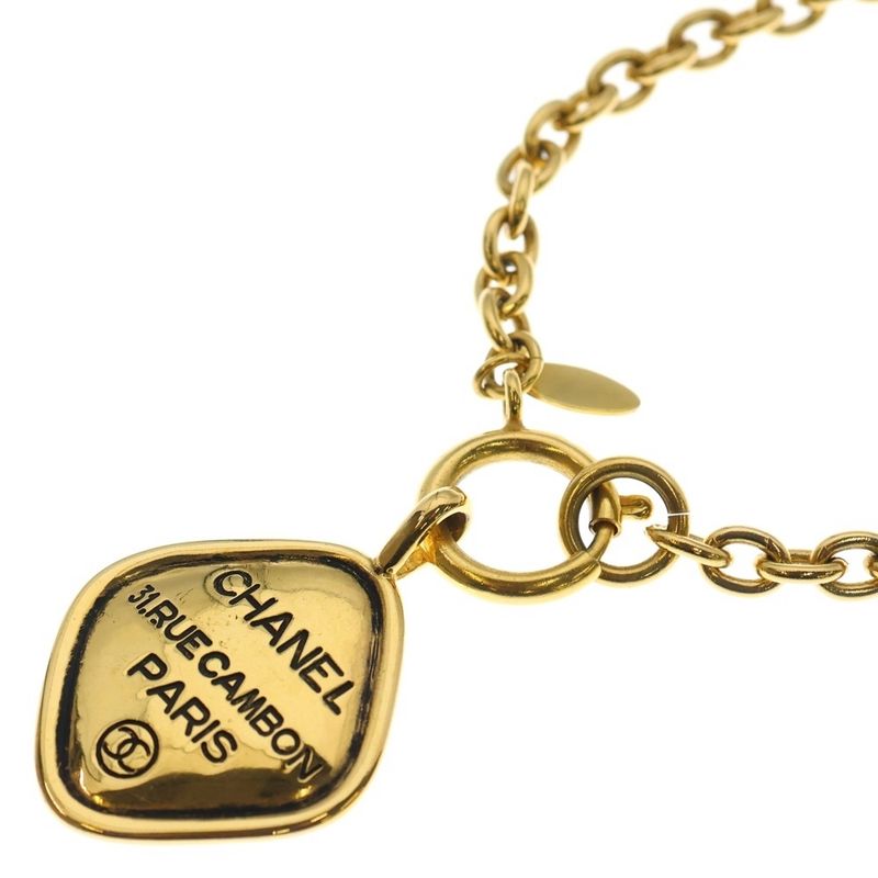 Chanel 31 Rue Cambon Coco Mark Diamond Cambon Necklace Pendant Chain Gold