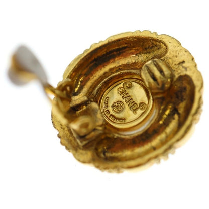 Chanel Fake Pearl Round Earring White X Gold