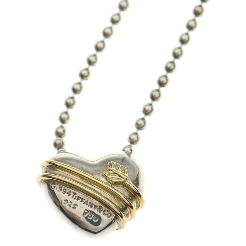 Tiffany & Co Heart Arrow Necklace Pendant Ball Chain Silver X