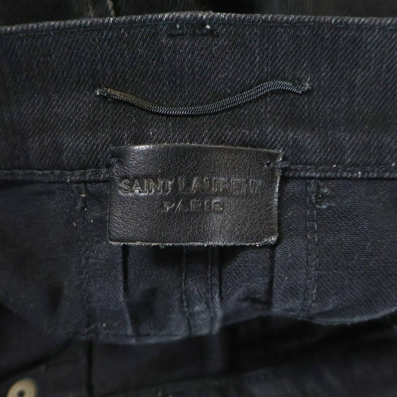 Saint Laurent Paris 16aw Distressed Knee Crush Stretch Slim Skinny Denim Pants