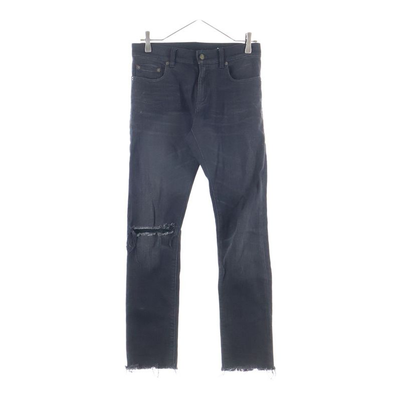 Saint Laurent Paris 16aw Distressed Knee Crush Stretch Slim Skinny Denim Pants
