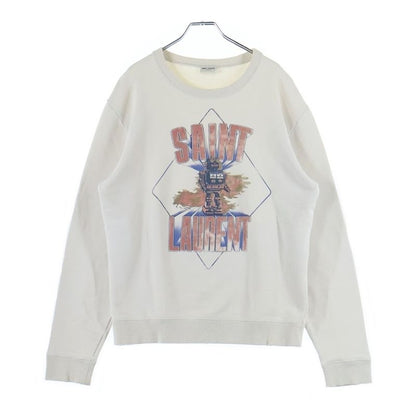 Saint Laurent Paris 18aw Distressed Robot Logo Graphic Print Crew Neck Pullover
