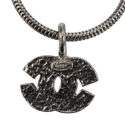 01P CHANEL Rhinestone Coco Mark Bracelet Silver Color Ladies Used USED