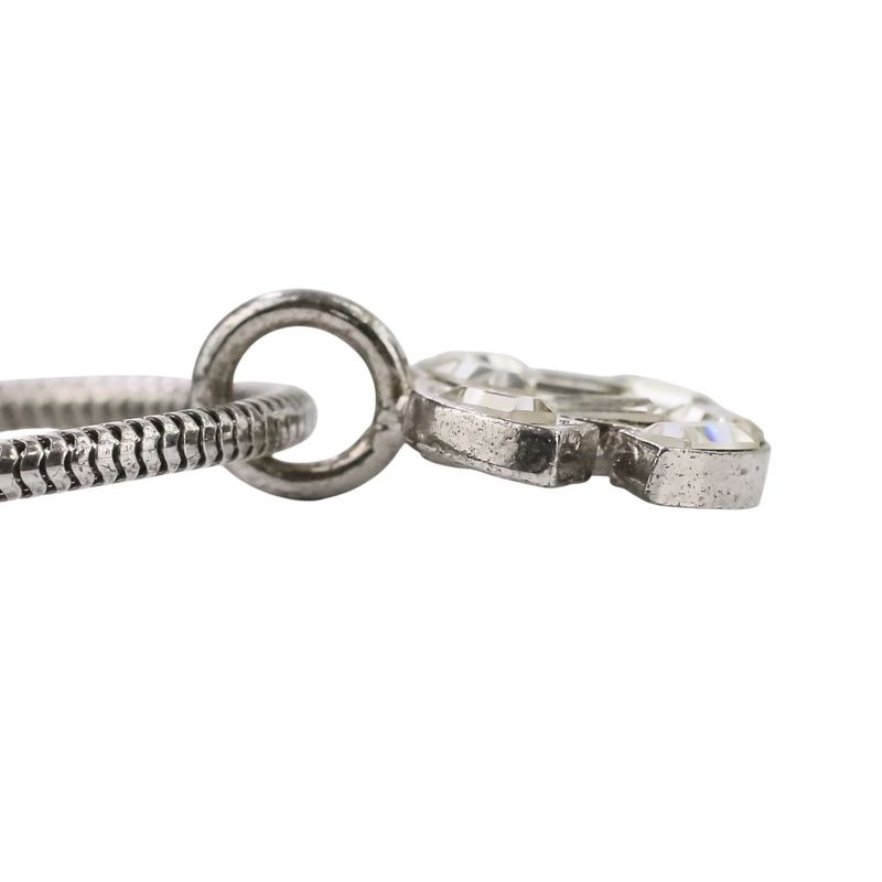 01P CHANEL Rhinestone Coco Mark Bracelet Silver Color Ladies Used USED