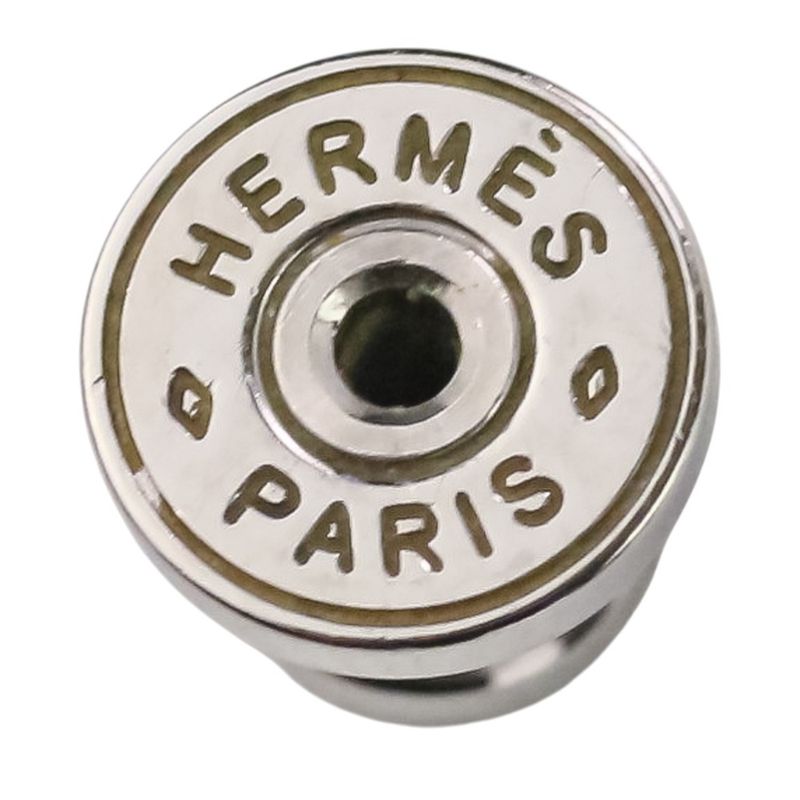HERMES Loop Grand Earrings PM Aluminum Navy Ladies Used USED