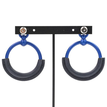 HERMES Loop Grand Earrings PM Aluminum Navy Ladies Used USED