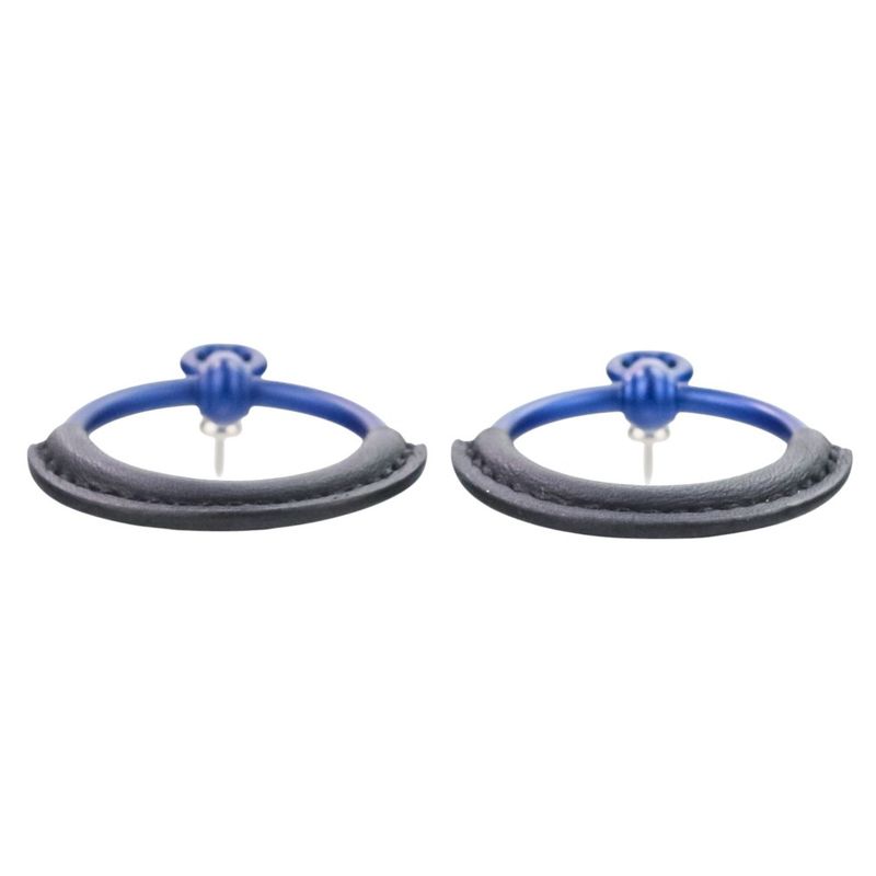 HERMES Loop Grand Earrings PM Aluminum Navy Ladies Used USED