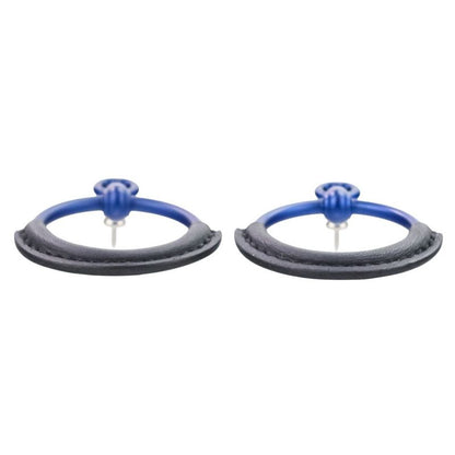 HERMES Loop Grand Earrings PM Aluminum Navy Ladies Used USED