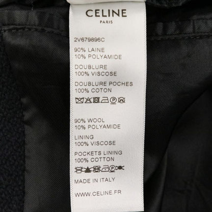 CELINE Eddie Period Embroidered Teddy Blouson Jacket 2V679896C Size 38 Navy