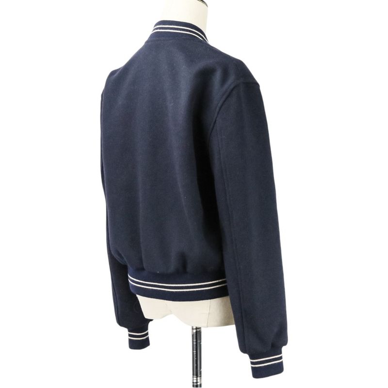 CELINE Eddie Period Embroidered Teddy Blouson Jacket 2V679896C Size 38 Navy