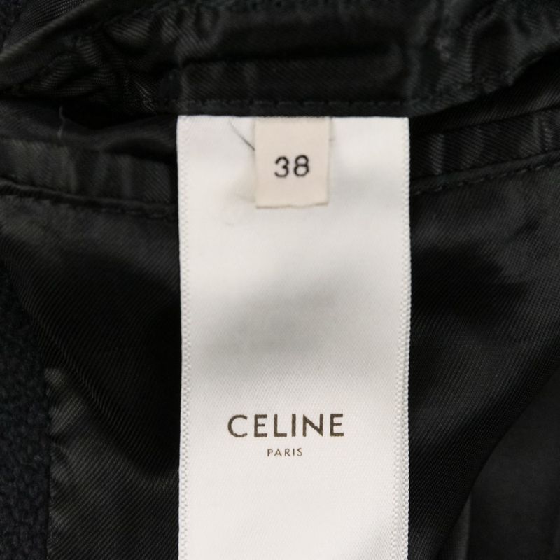CELINE Eddie Period Embroidered Teddy Blouson Jacket 2V679896C Size 38 Navy