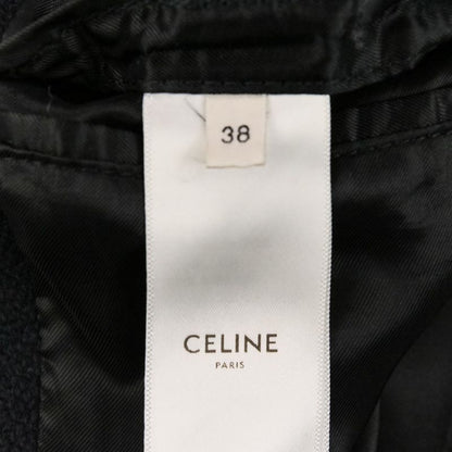 CELINE Eddie Period Embroidered Teddy Blouson Jacket 2V679896C Size 38 Navy