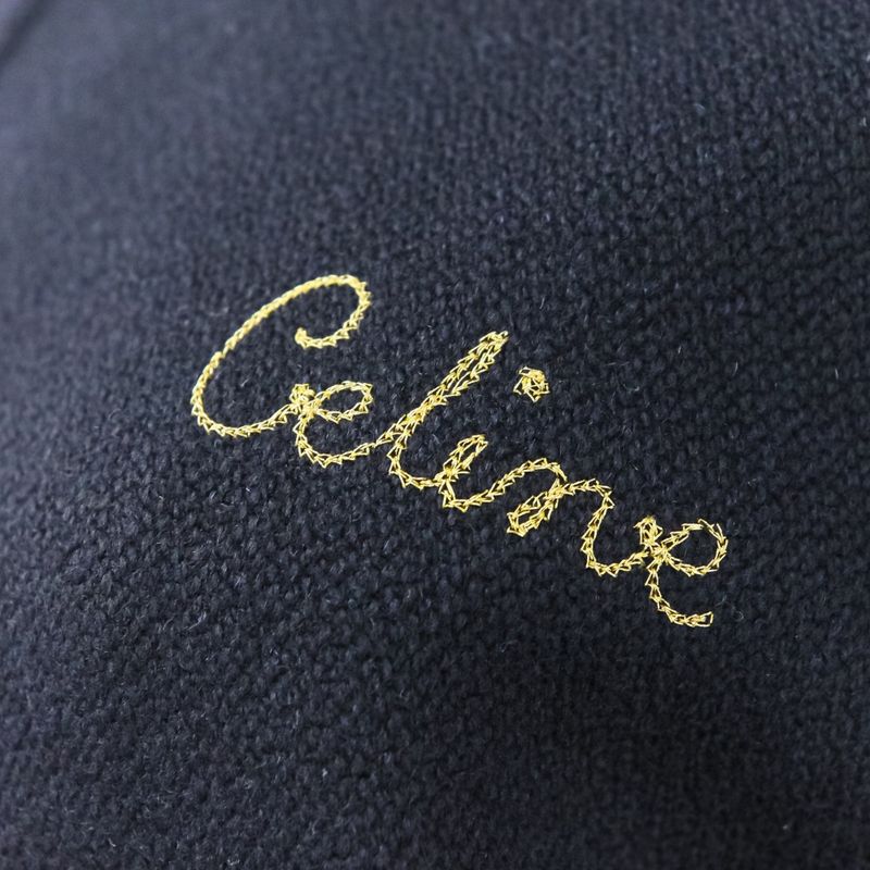 CELINE Eddie Period Embroidered Teddy Blouson Jacket 2V679896C Size 38 Navy