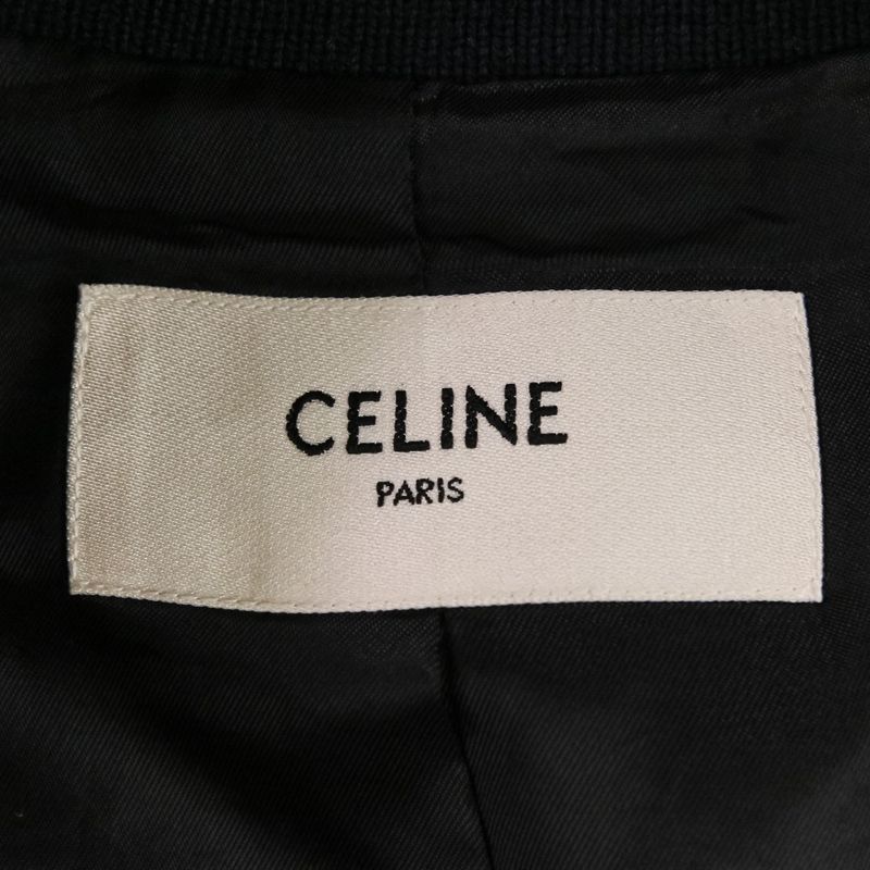 CELINE Eddie Period Embroidered Teddy Blouson Jacket 2V679896C Size 38 Navy