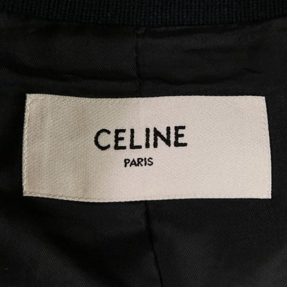 CELINE Eddie Period Embroidered Teddy Blouson Jacket 2V679896C Size 38 Navy