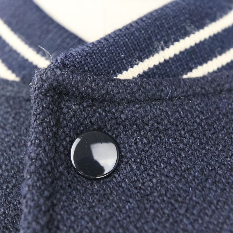 CELINE Eddie Period Embroidered Teddy Blouson Jacket 2V679896C Size 38 Navy