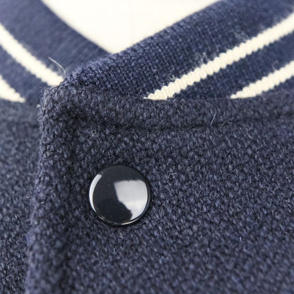 CELINE Eddie Period Embroidered Teddy Blouson Jacket 2V679896C Size 38 Navy