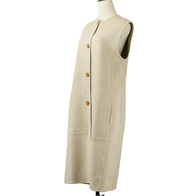 23AW HERMES Cashmere Double Face Long Gilet Sleeveless Coat 3H0191DB Size 40