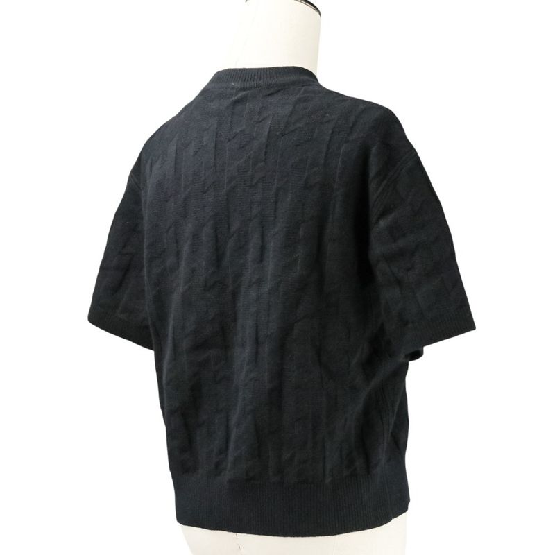 Unused 24AW HERMES Short Sleeve H Jacquard Knit Sweater Size 36 Black Ladies