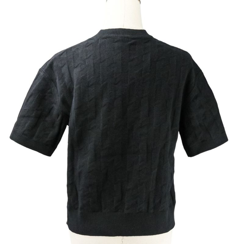 Unused 24AW HERMES Short Sleeve H Jacquard Knit Sweater Size 36 Black Ladies