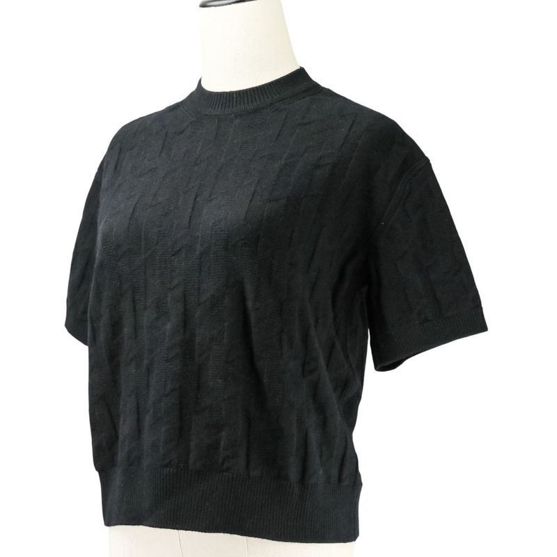 Unused 24AW HERMES Short Sleeve H Jacquard Knit Sweater Size 36 Black Ladies