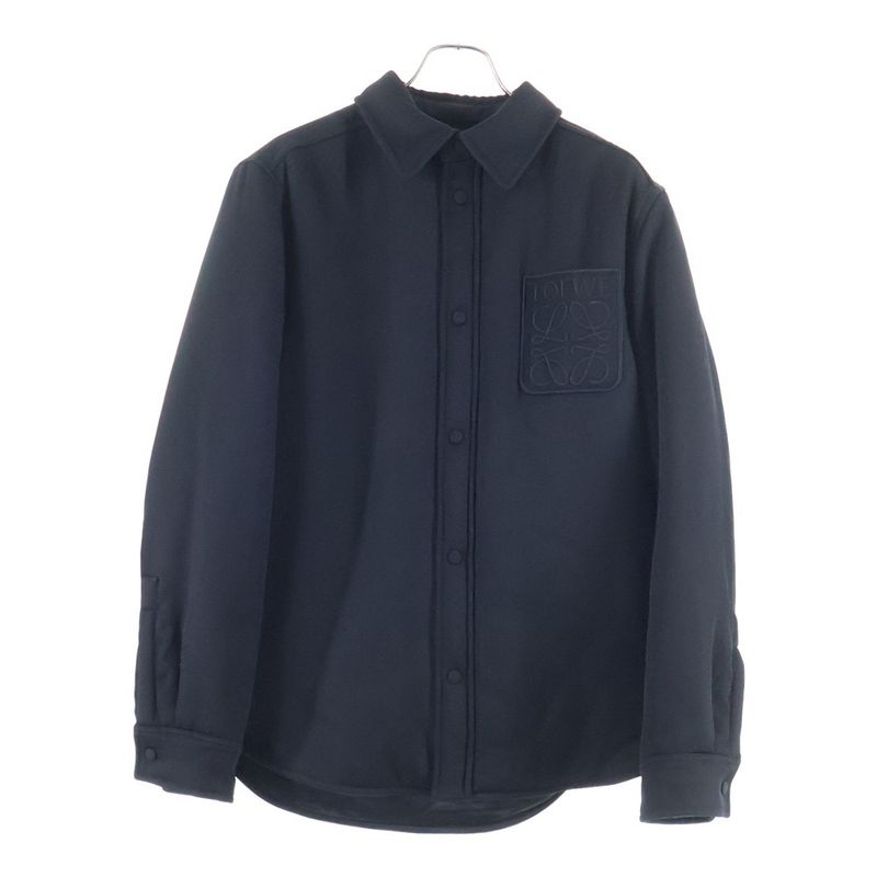 Loewe Puffer Anagram Overshirt Anagram Embroidery Filled Overshirt Black