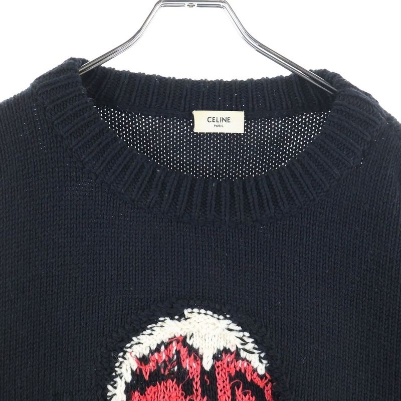 Celine 21ss the Dancing Kid Clown Crew Neck Boxy Knit Sweater Black 2a43l717m