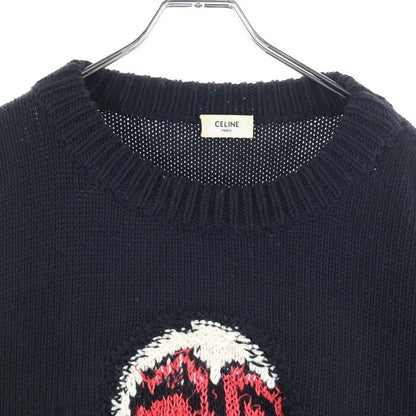 Celine 21ss the Dancing Kid Clown Crew Neck Boxy Knit Sweater Black 2a43l717m