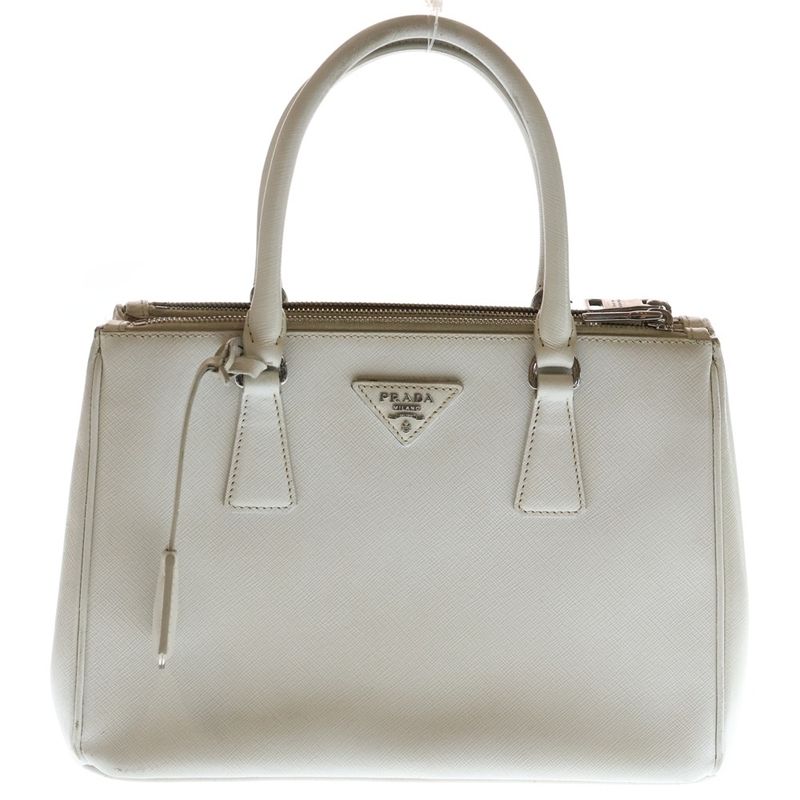 Prada Galleria Saffiano Leather Logo Plate 2way Handbag 1ba863 White