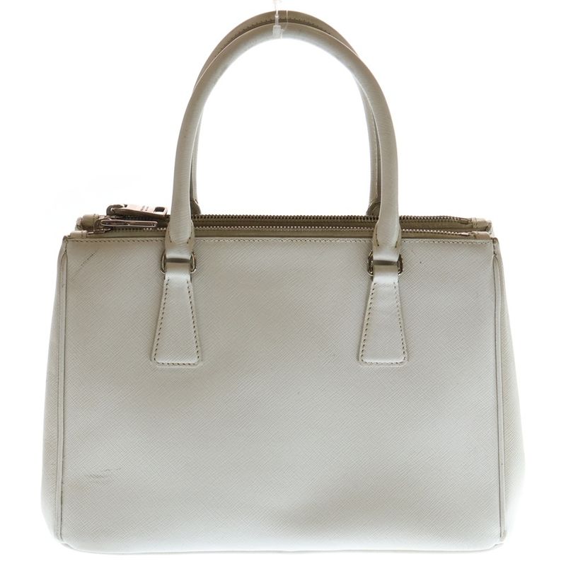 Prada Galleria Saffiano Leather Logo Plate 2way Handbag 1ba863 White