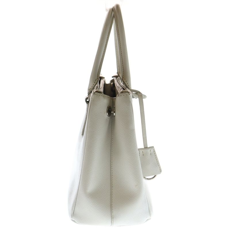 Prada Galleria Saffiano Leather Logo Plate 2way Handbag 1ba863 White