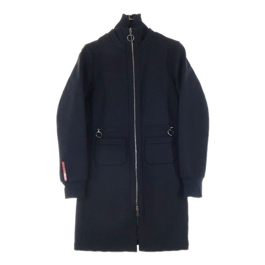 Prada Sport Rubber Patch Logo Nylon Multi-Pocket Zip Up Filling Long Jacket