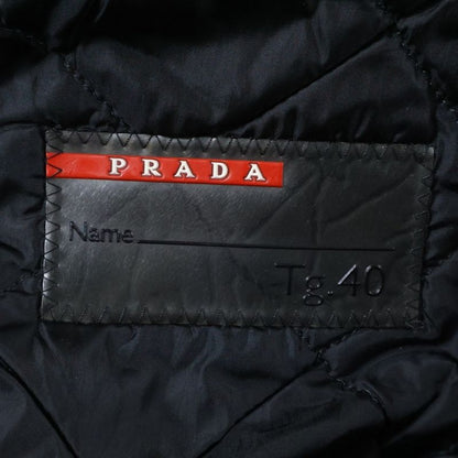 Prada Sport Rubber Patch Logo Nylon Multi-Pocket Zip Up Filling Long Jacket